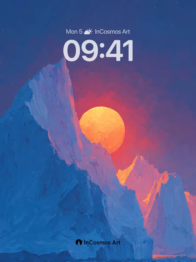 Frozen Horizon Wallpaper with Sunset Glow