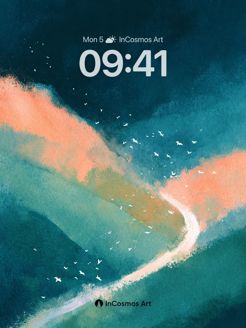 Serene Mountain Path Wallpaper with Gradient Haze