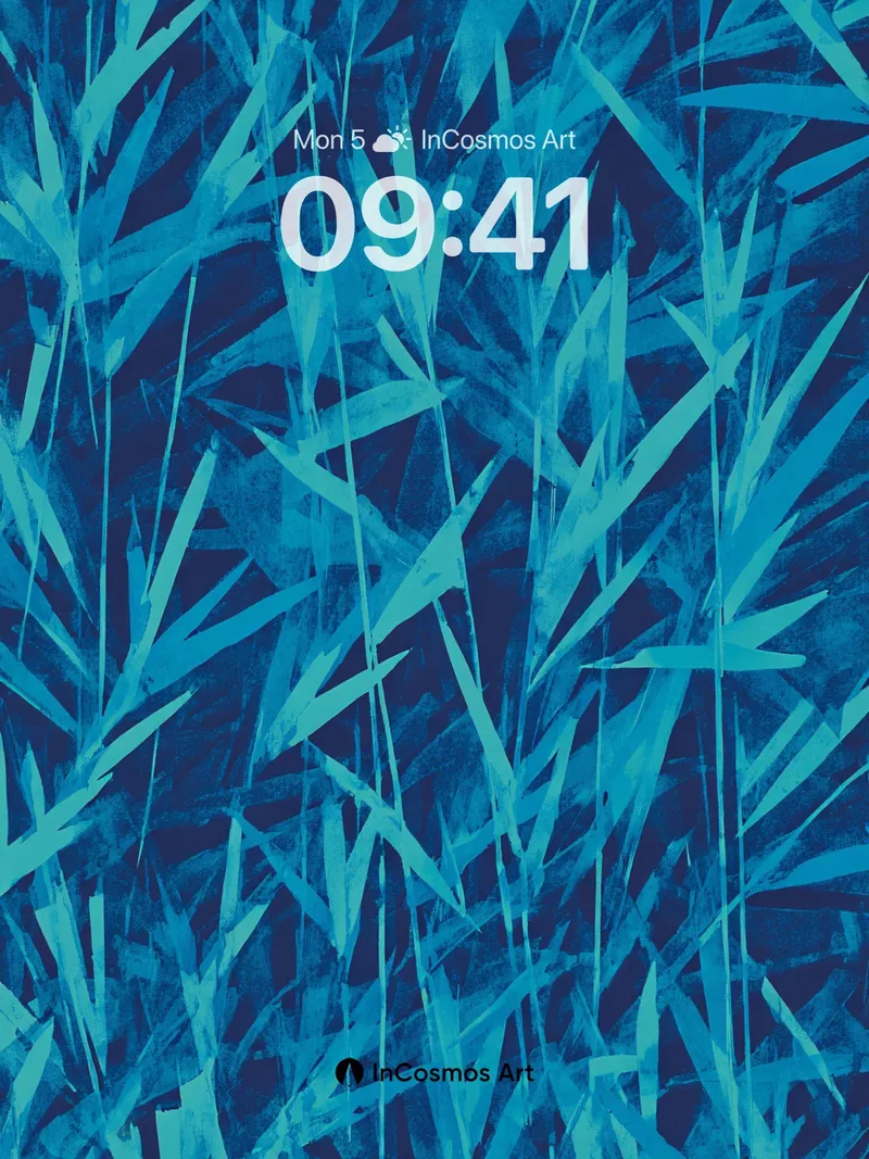 Midnight Bamboo Forest Wallpaper in Cyan