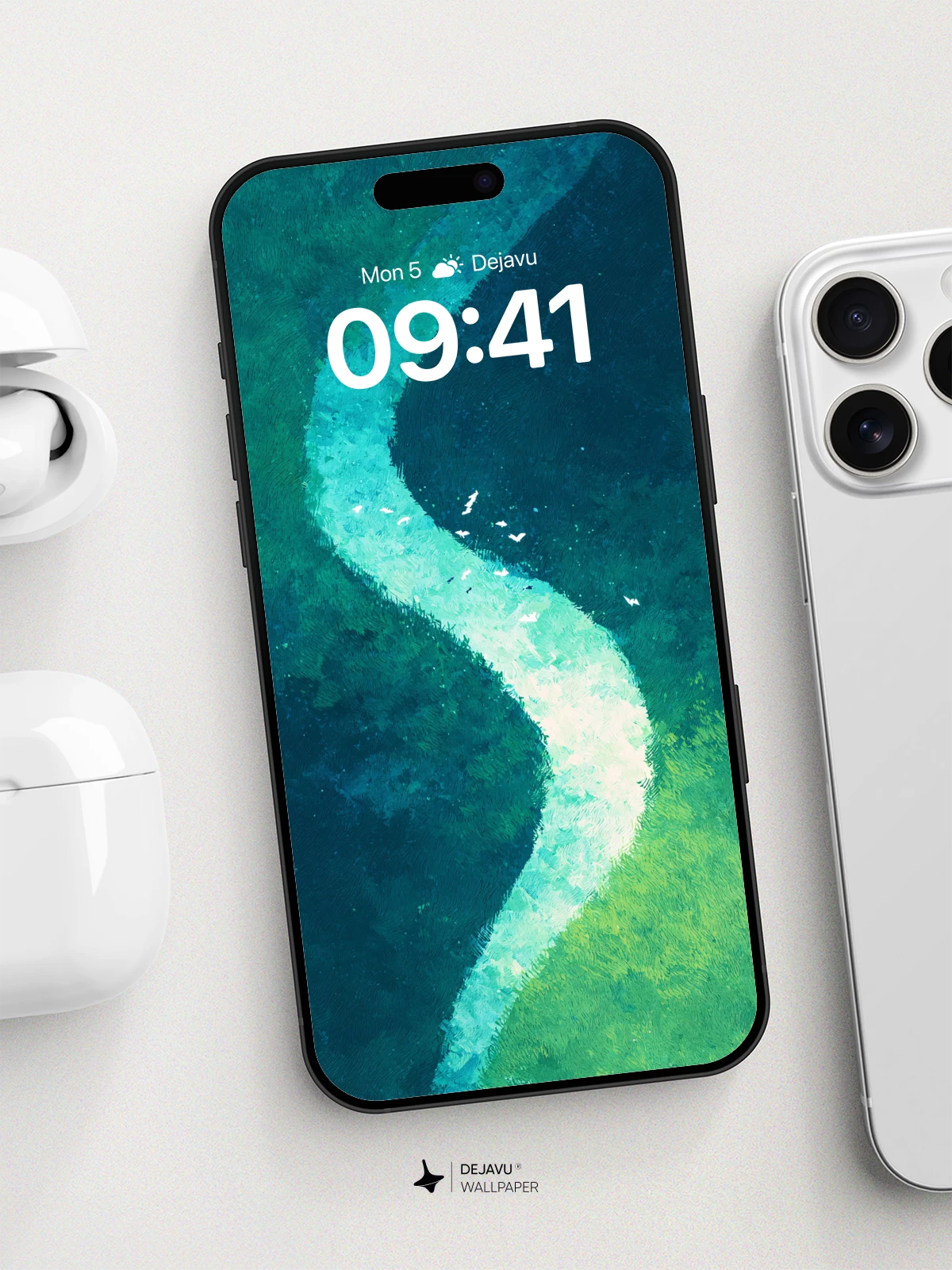 Winding River Landscape 8K Wallpaper for Phone