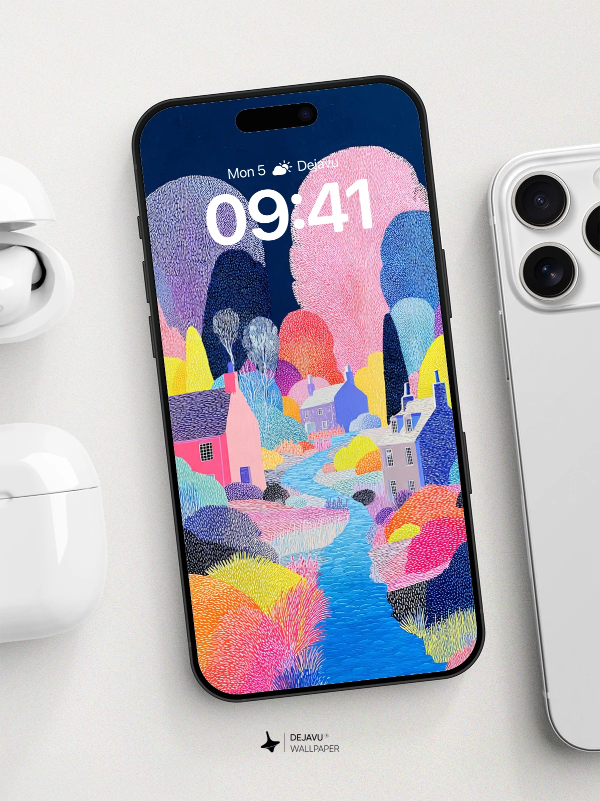 Whimsical Village Wallpaper 8K