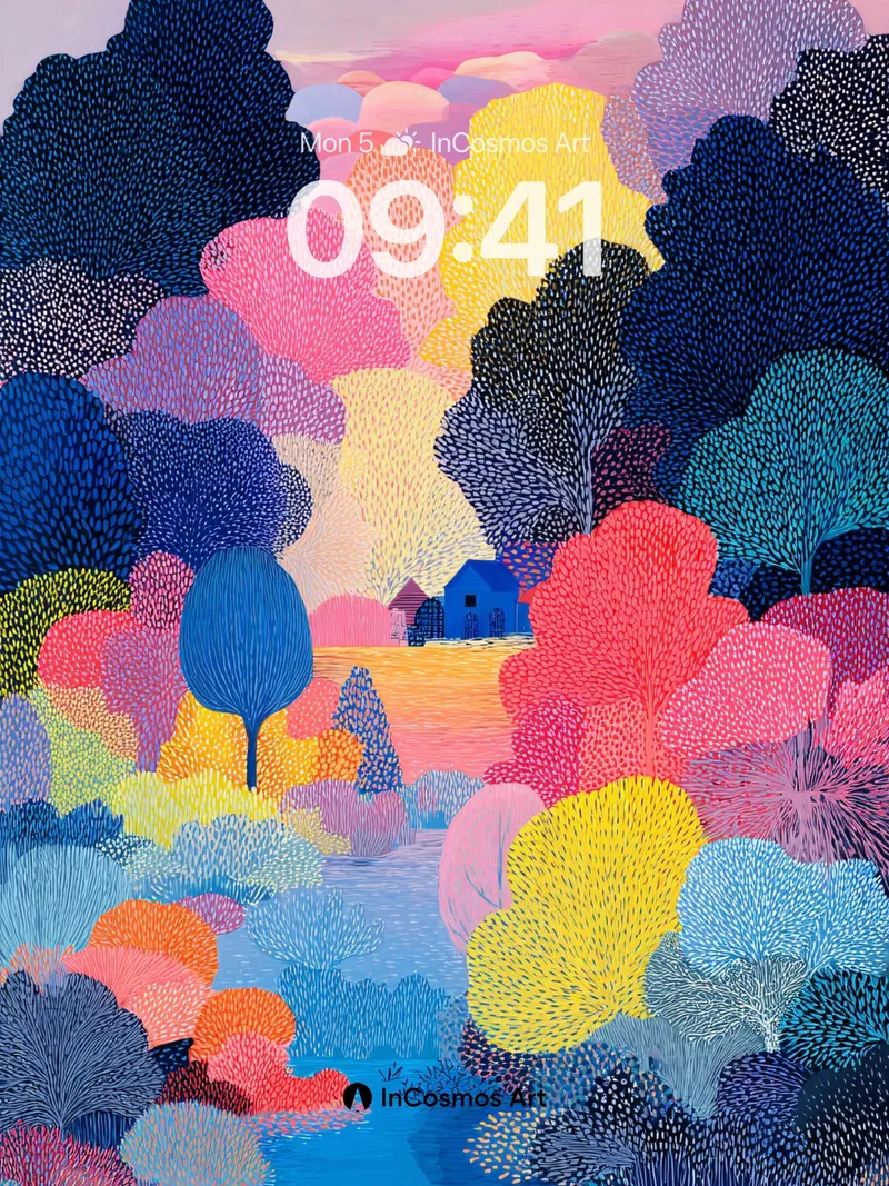 Whimsical Forest Wallpaper with Dreamy Haze