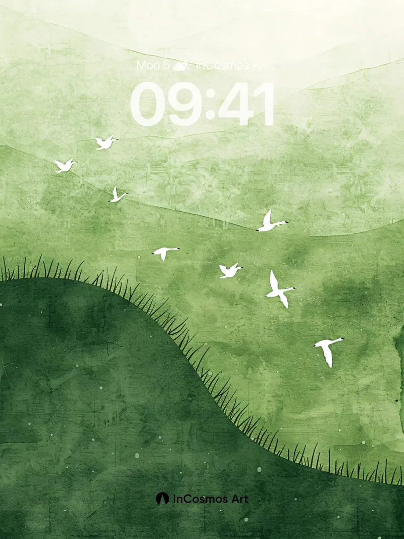 Serene Mist Wallpaper with Silent Flight
