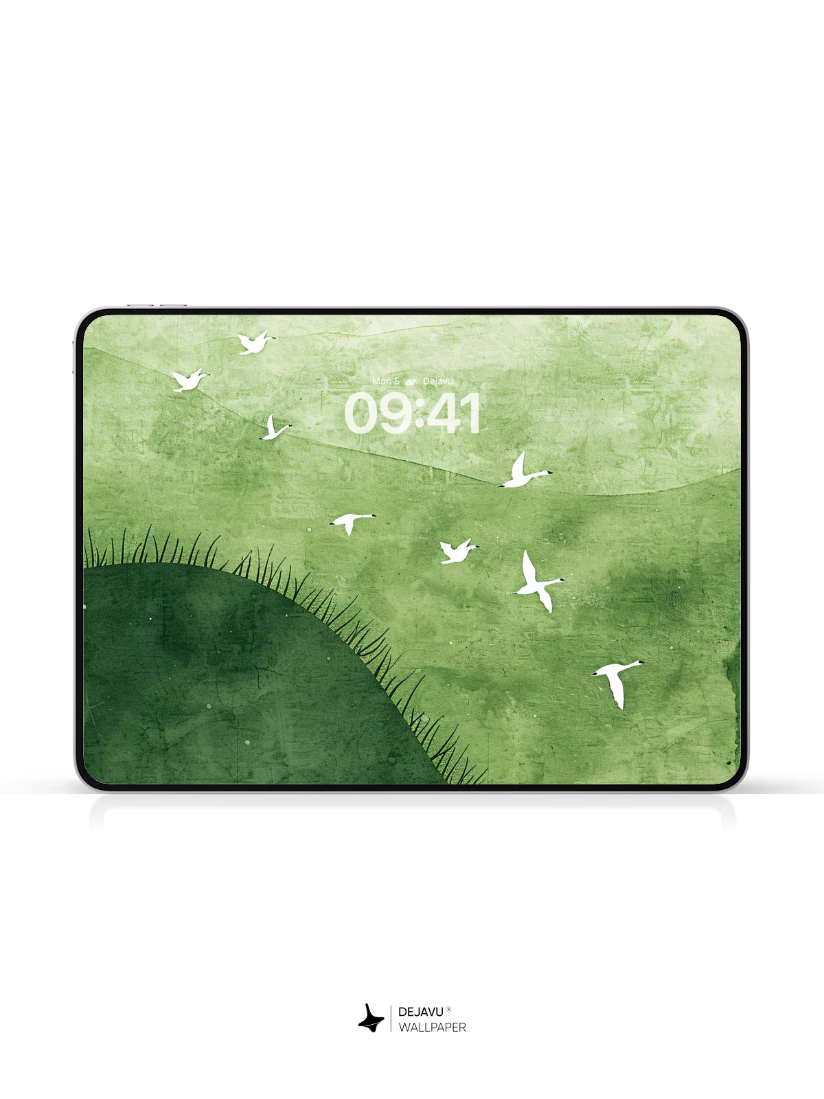 Serene Green Hills and Birds Wallpaper 8K