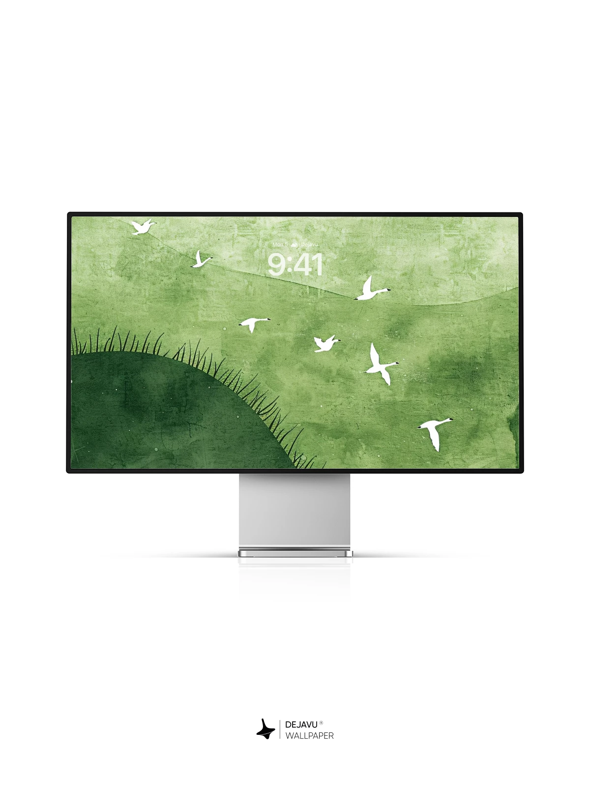 Serene Green Hills and Birds Wallpaper 8K
