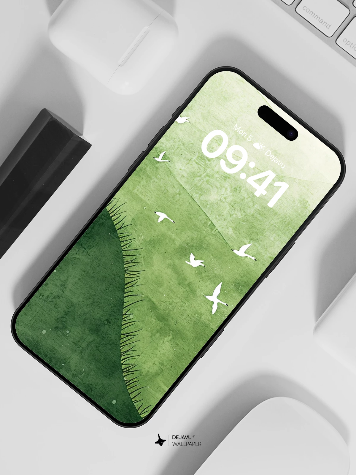 Serene Green Hills and Birds Wallpaper 8K