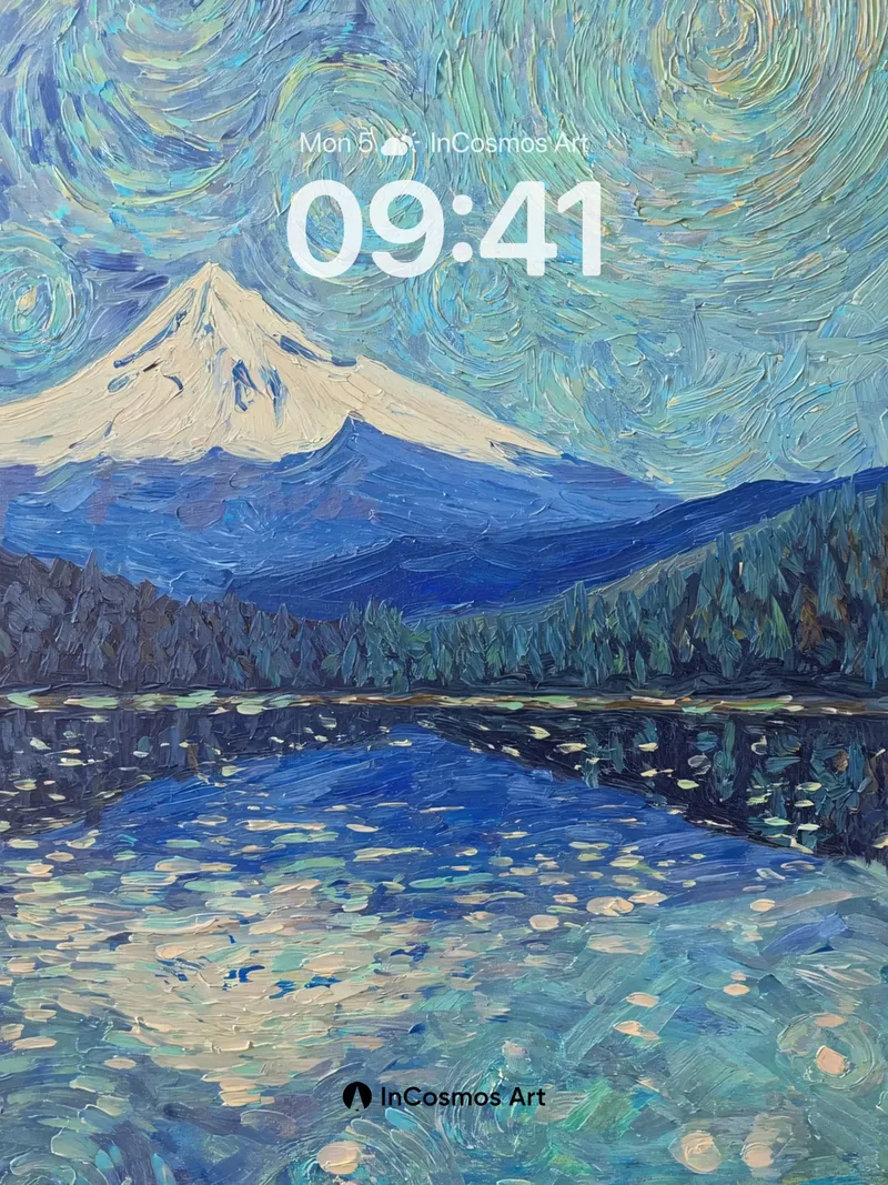 Starry Night Mountain Reflection Wallpaper