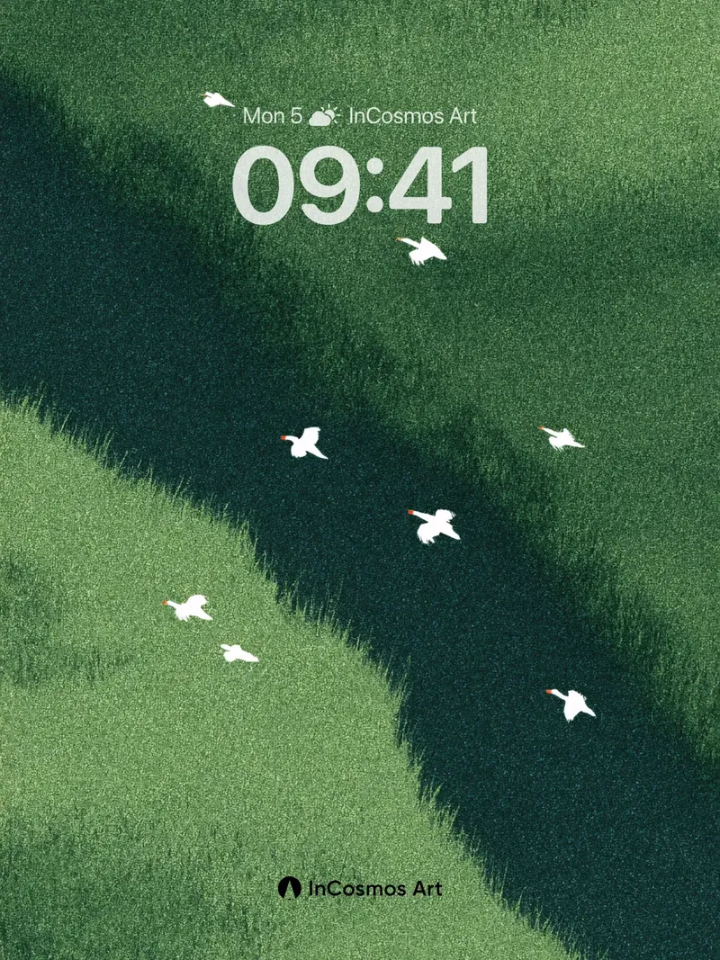 Serene Flight Over Verdant Fields Wallpaper