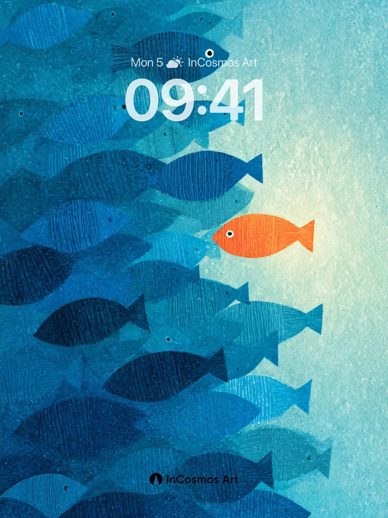 Calm Currents Wallpaper with Orange Rebel