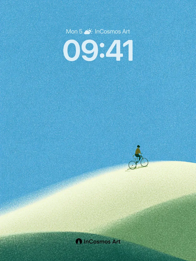Serenity Ridge Wallpaper with Cyclist Silhouette