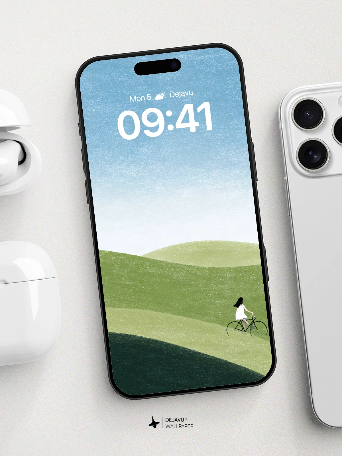 Serene Hills Bike Ride Wallpaper 8K for iPhone and Android