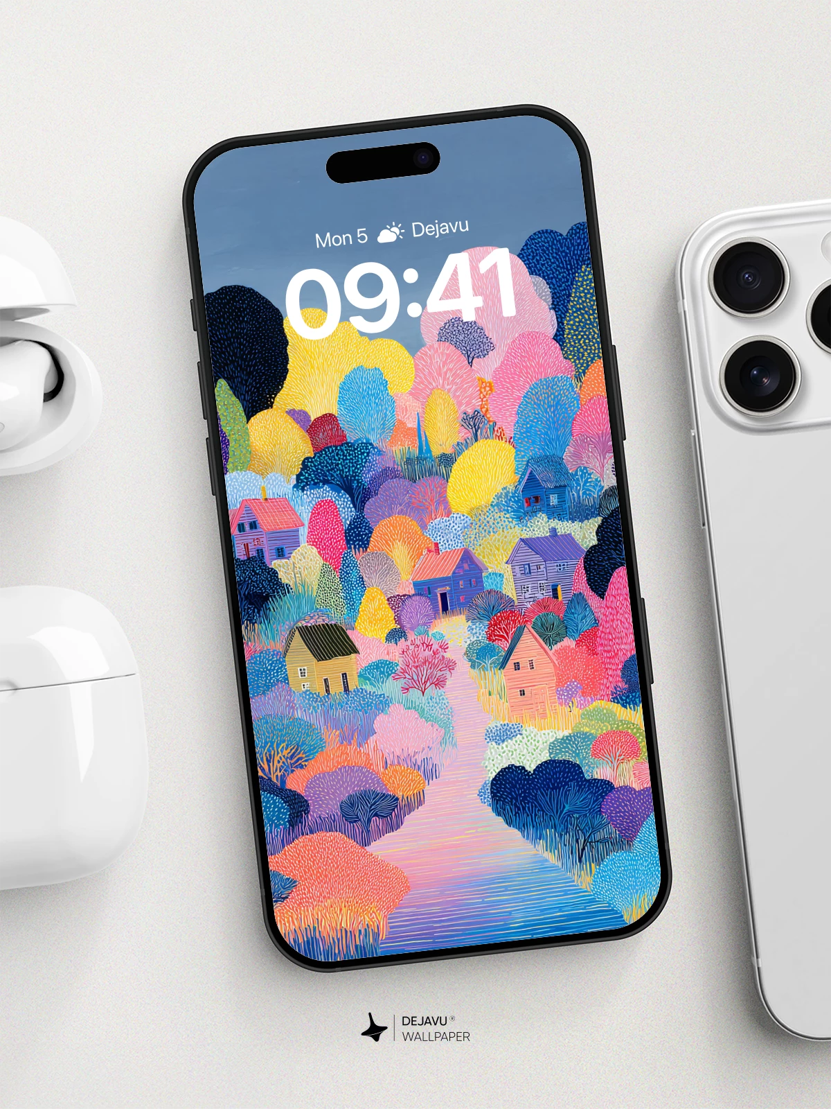 Whimsical Village Wallpaper 8K