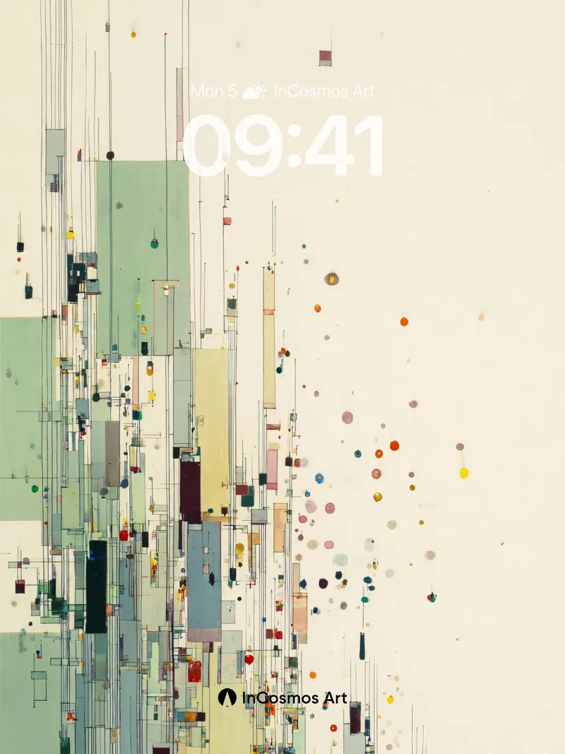 Linear Rainfall Wallpaper with Suspended Geometry