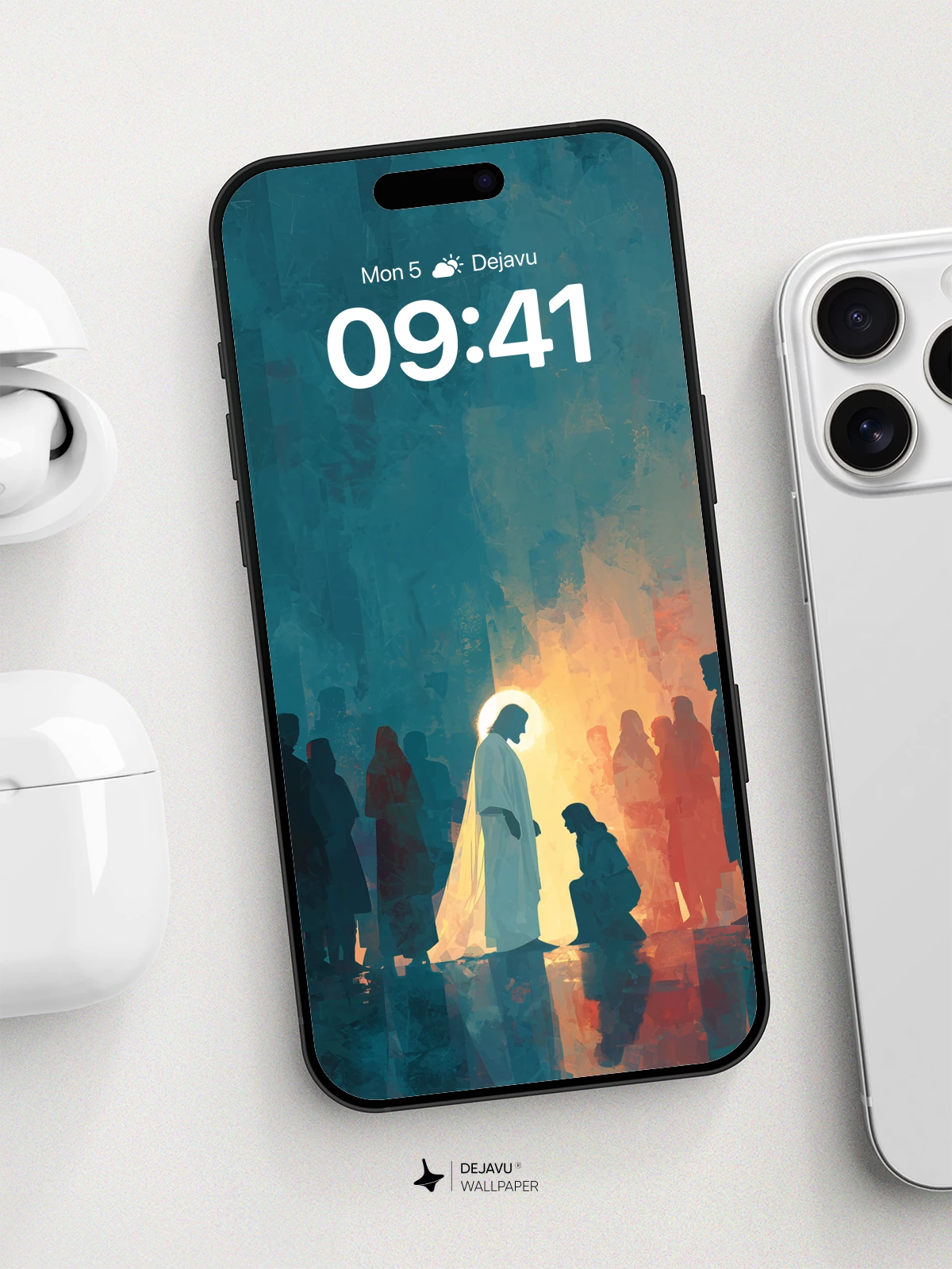 Divine Light in a Crowd: 8K Phone Wallpaper