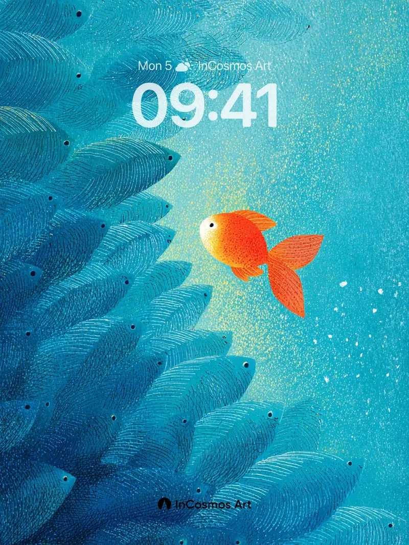 Solitary Glow Wallpaper with Oceanic Currents