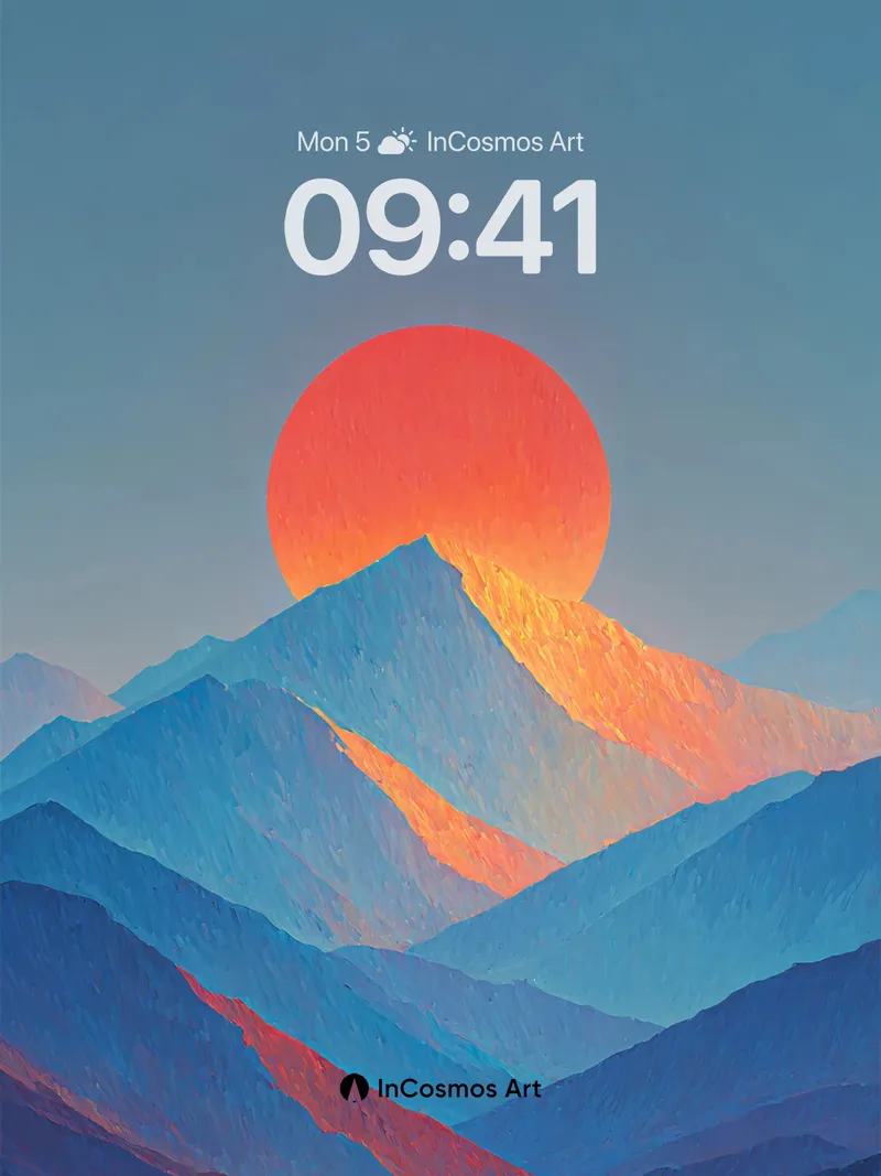 Serene Mountain Sunset Wallpaper with Warm Haze