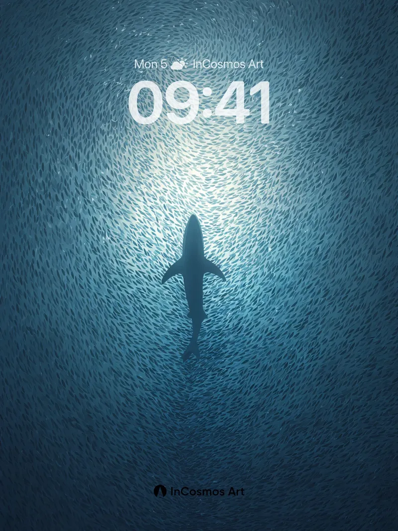 Deep Blue Solitude Wallpaper with Silhouette