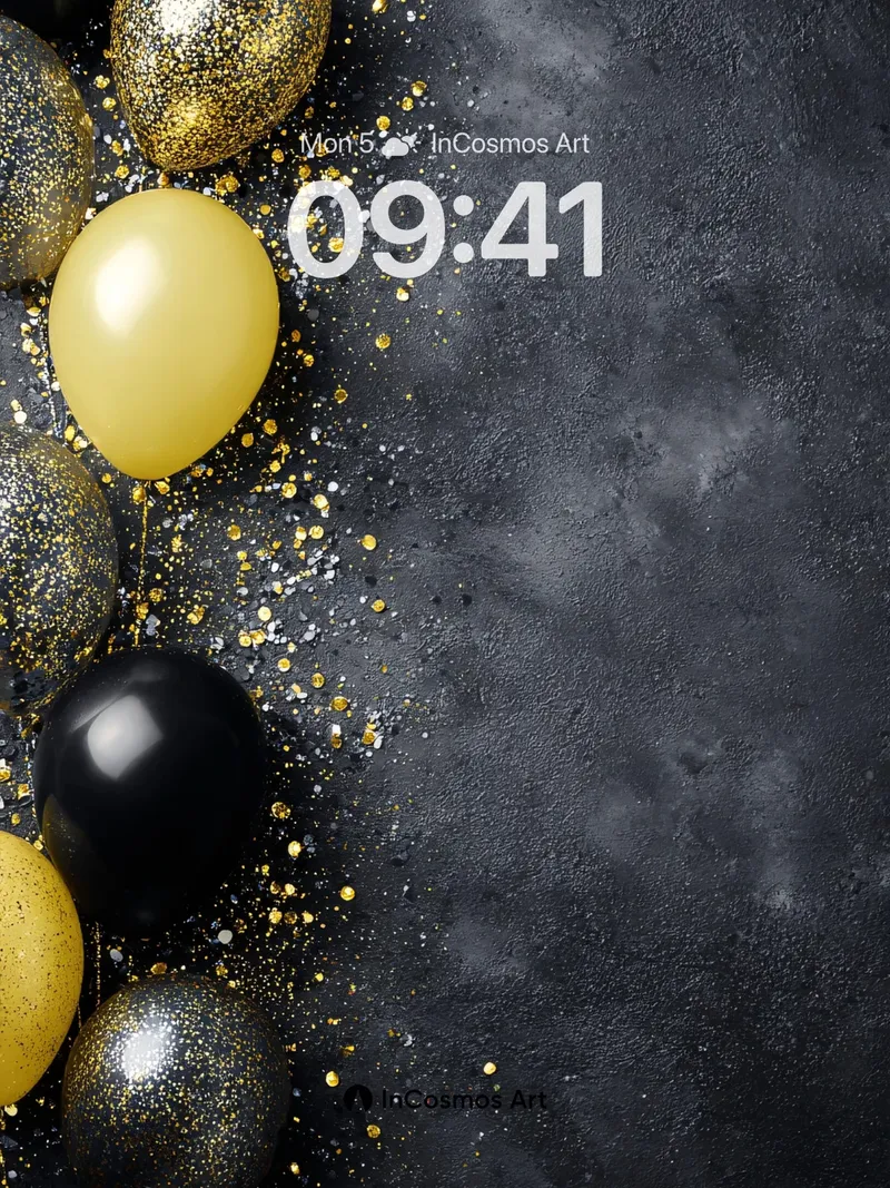 Luxury Sparkle Wallpaper with Golden Balloons