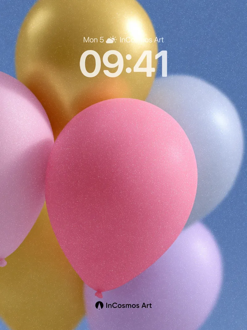 Floating Serenity Wallpaper with Pastel Balloons