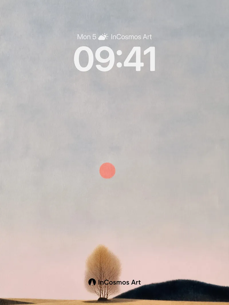 Solitary Tree Wallpaper in Soft Haze