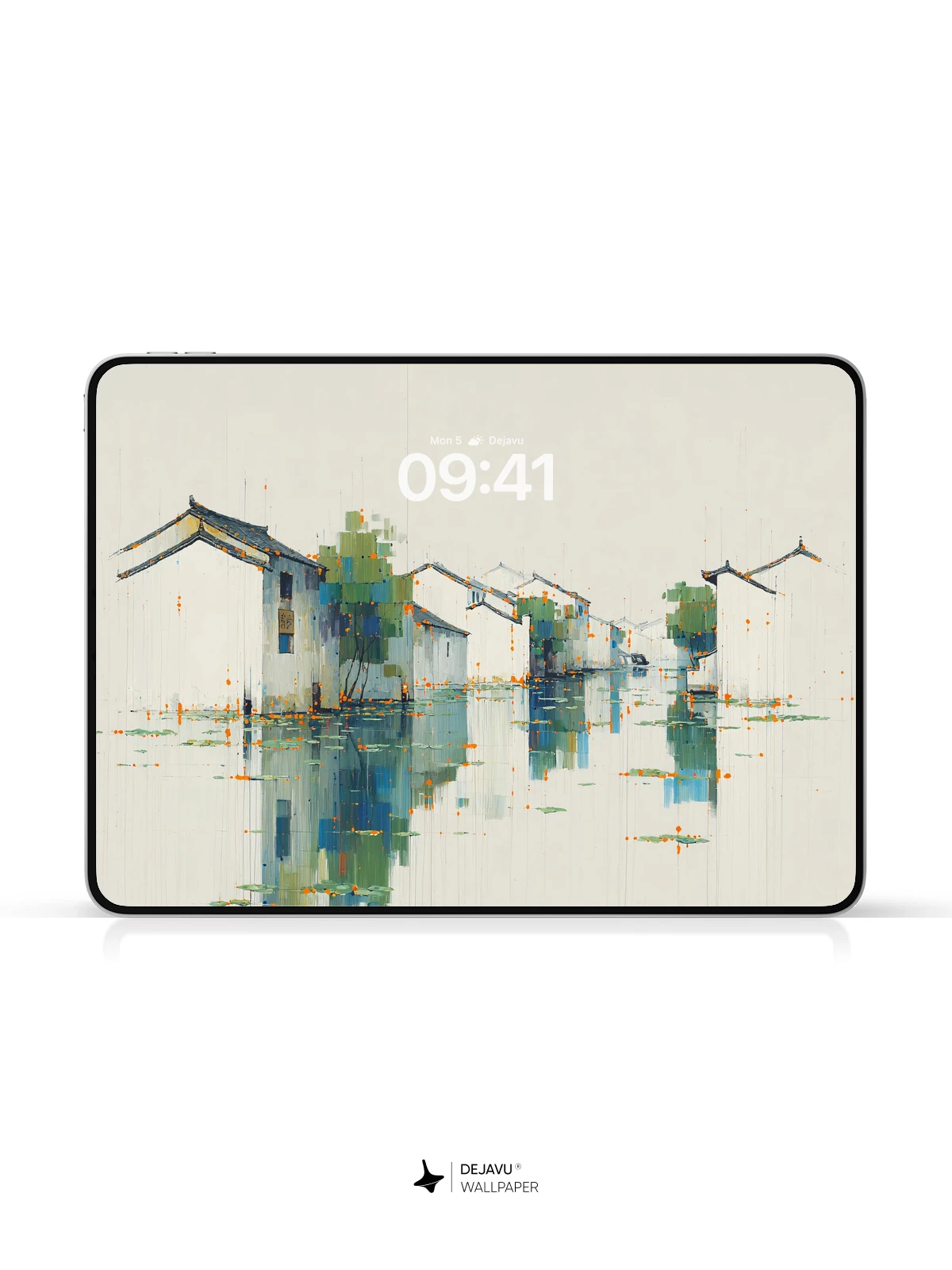 Wu Guanzhong Style Ink Wash Water Village Wallpaper 8K