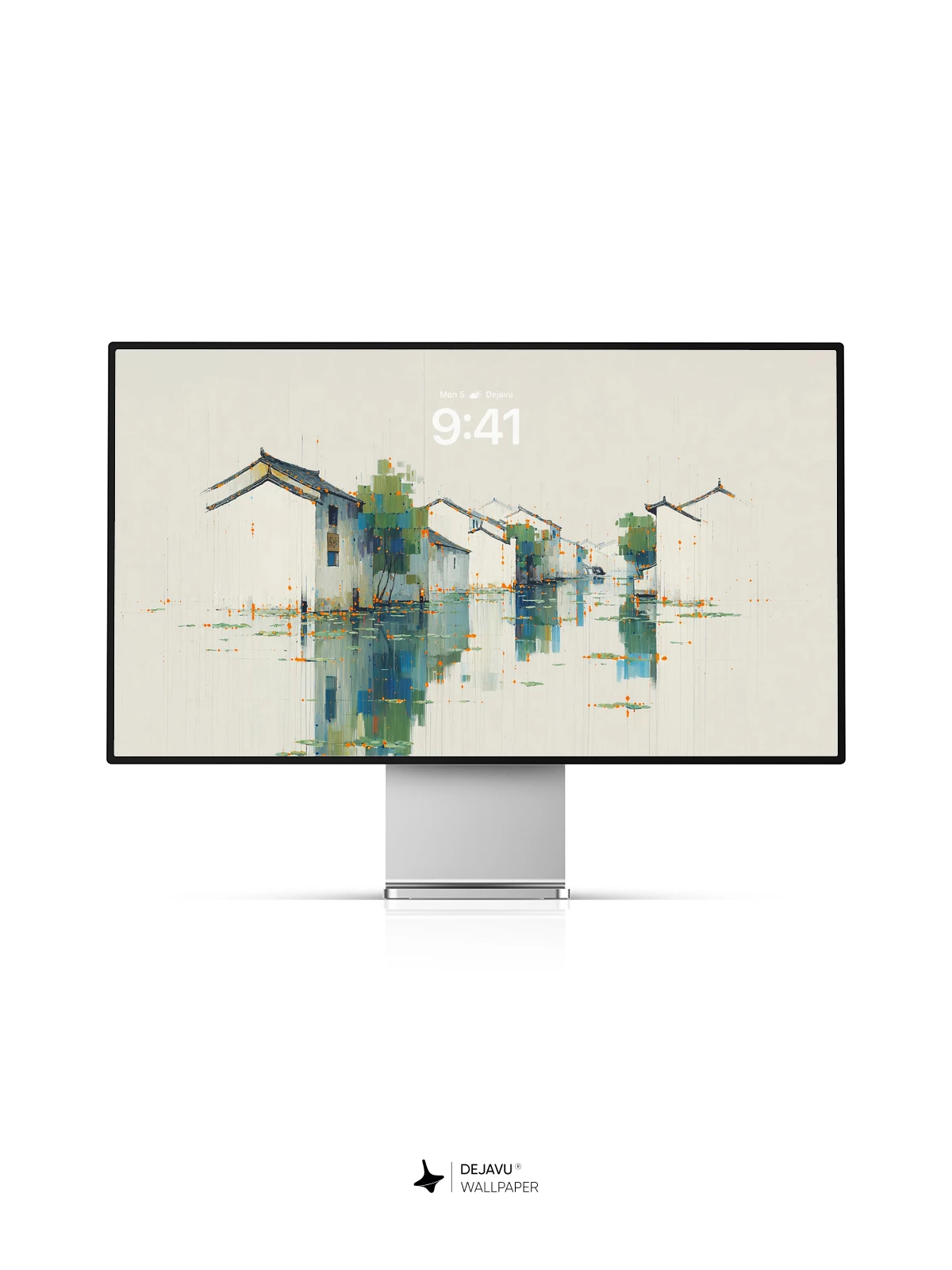 Wu Guanzhong Style Ink Wash Water Village Wallpaper 8K
