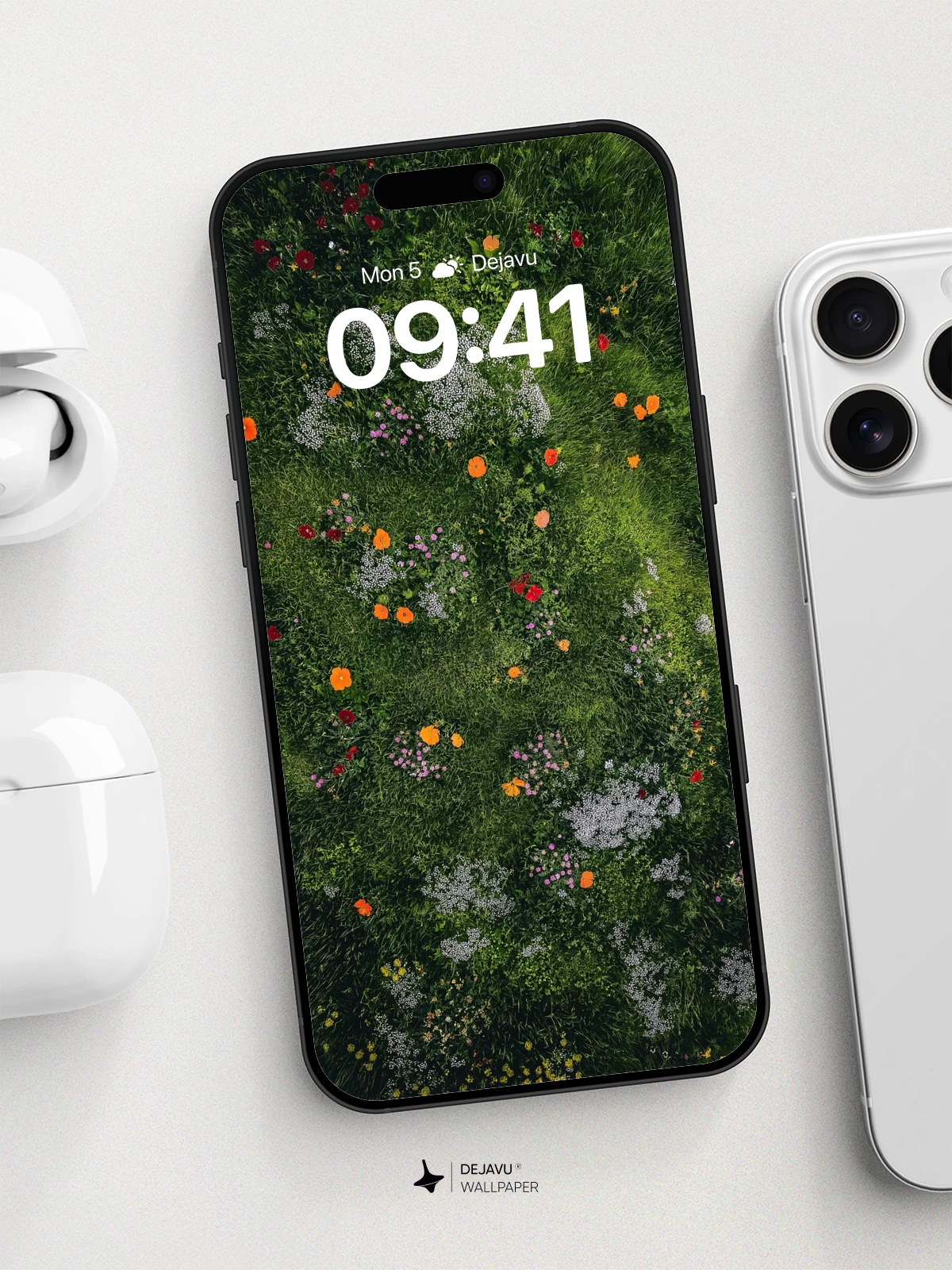 Wildflower Meadow Aerial Wallpaper 8K for iPhone and Android