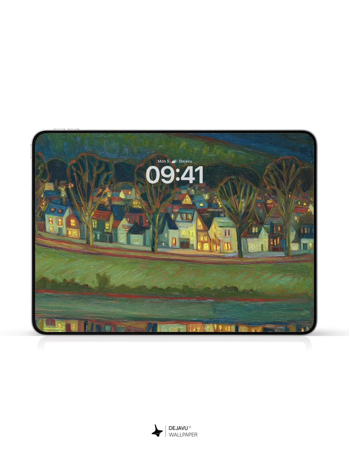 Van Gogh Starry Night Village Reflection 8K Wallpaper