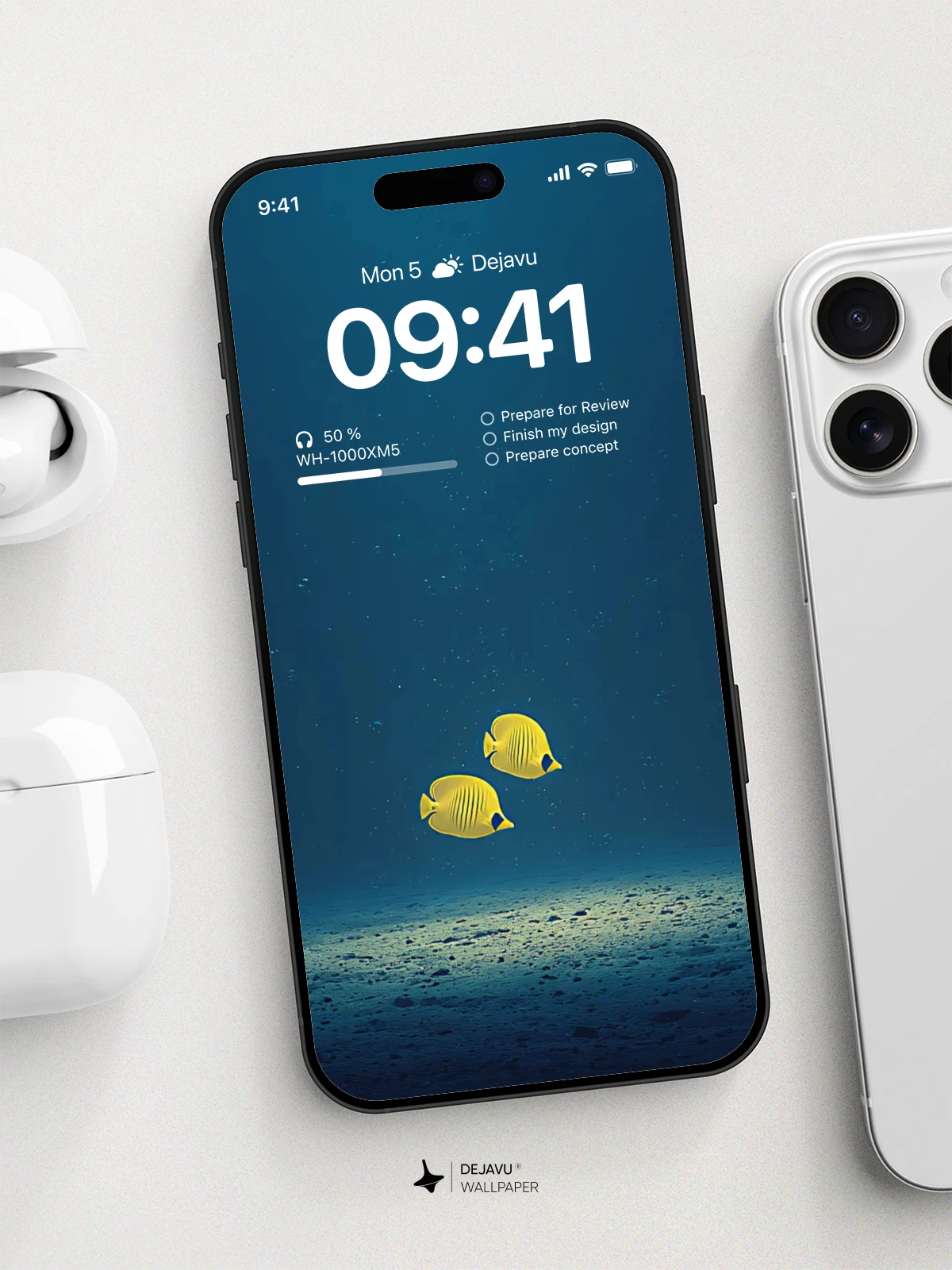 Yellow Fish in Deep Blue Ocean 8K Wallpaper