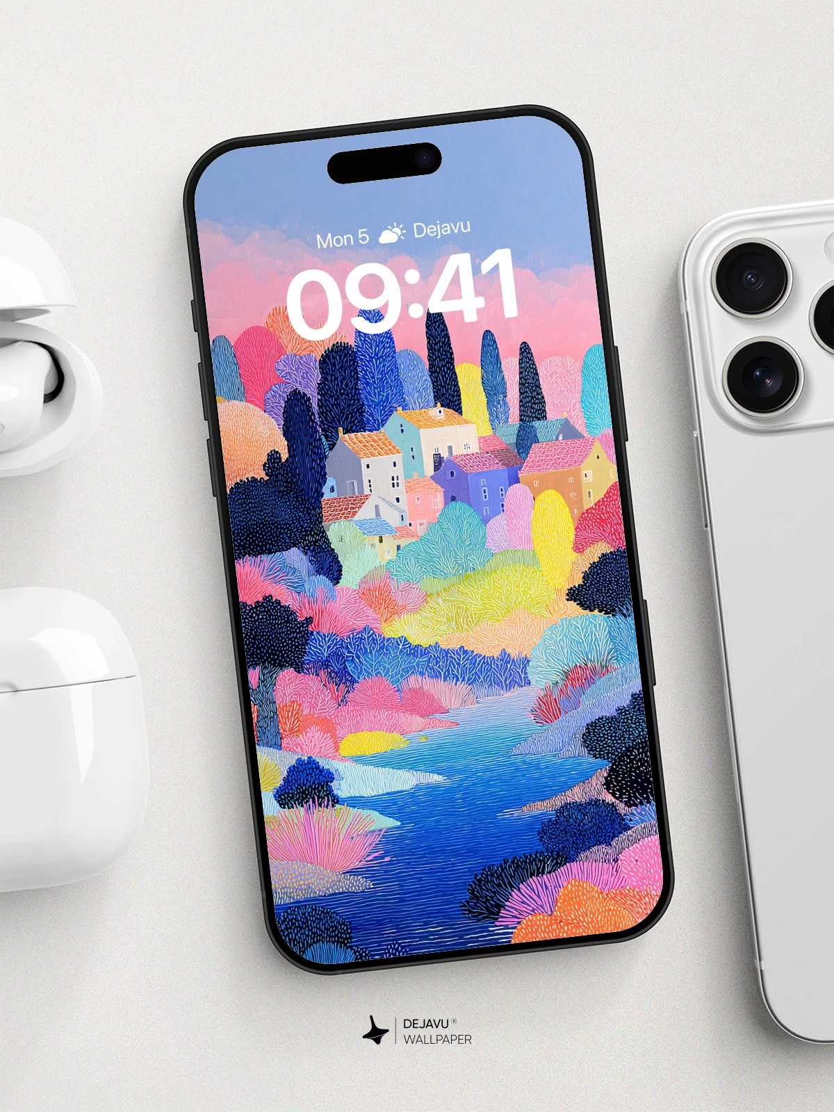 Whimsical Village Fantasy Wallpaper 8K