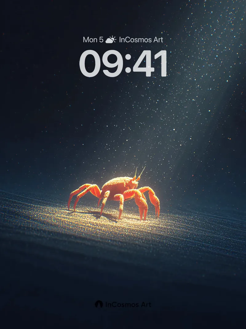 Deep Sea Amber Crab Wallpaper in Rayed Haze