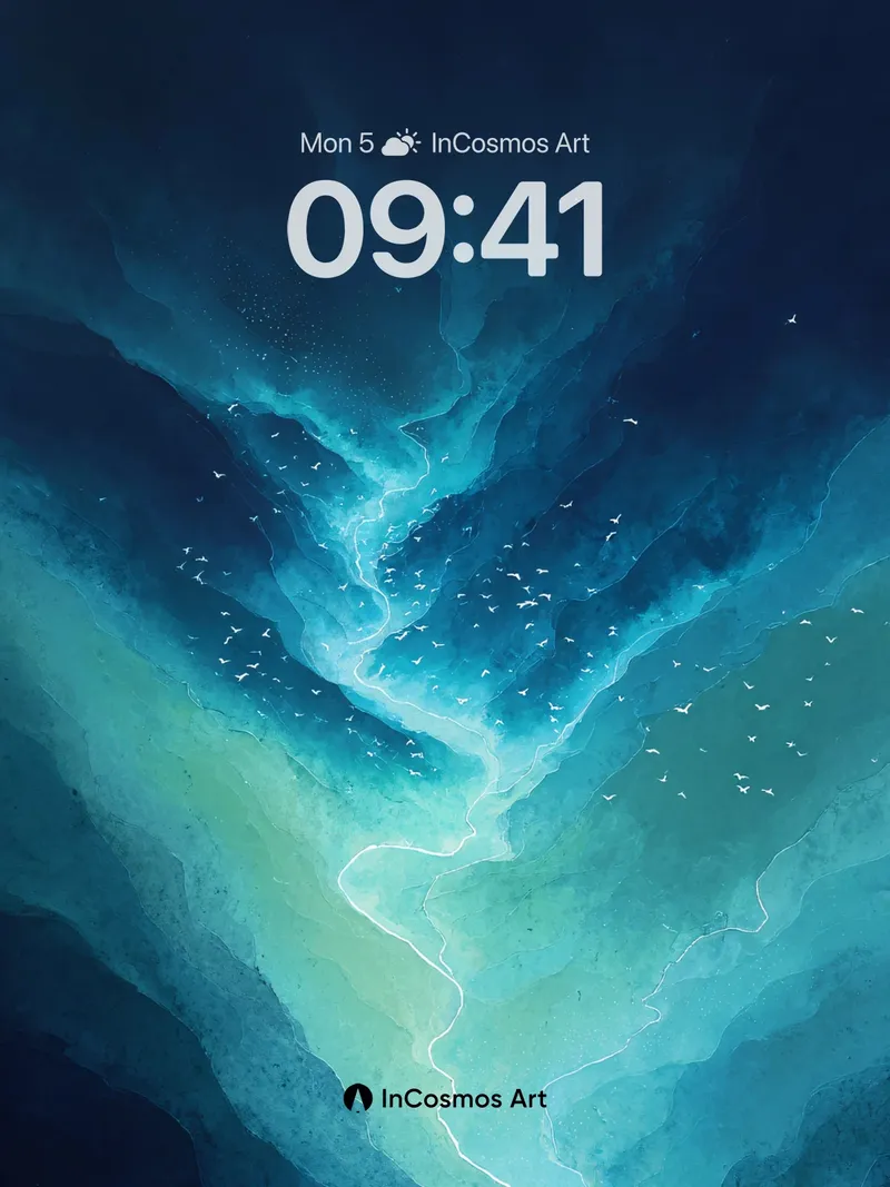 Ethereal River Wallpaper with Gradient Haze