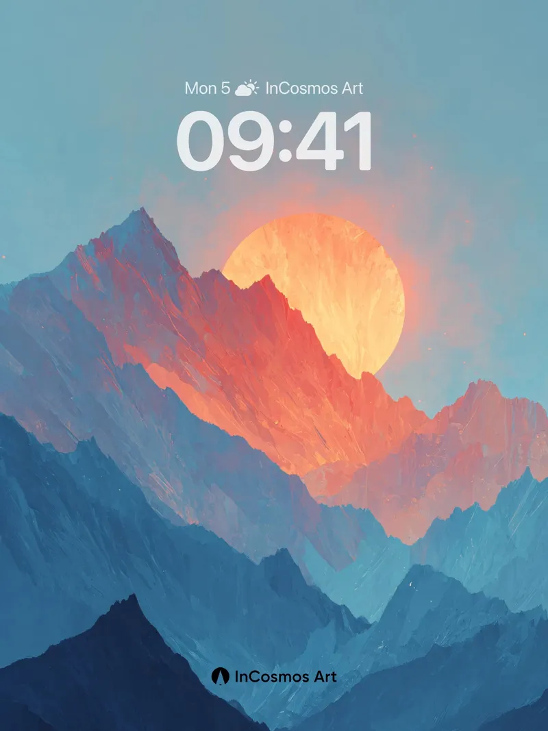 Serene Mountain Sunset Wallpaper with Warm Hues