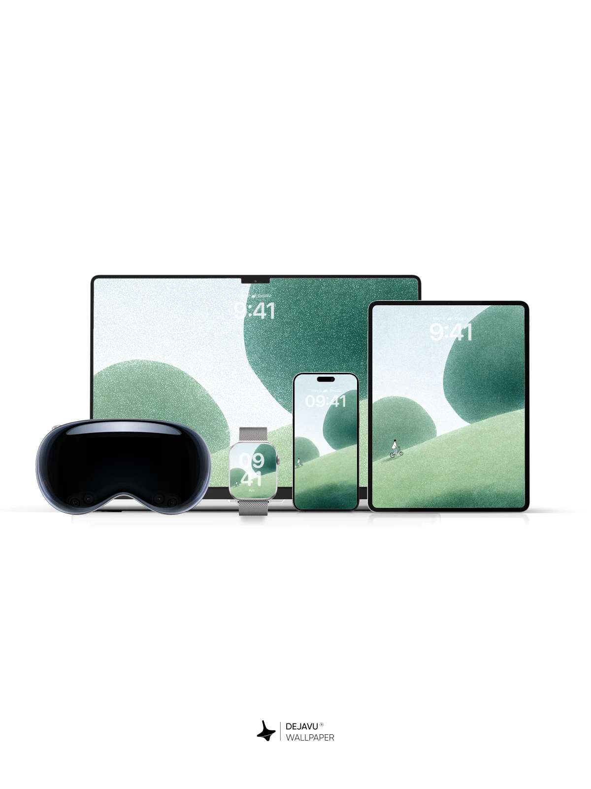 Minimalist Green Hills Wallpaper 8K for iPhone and Android