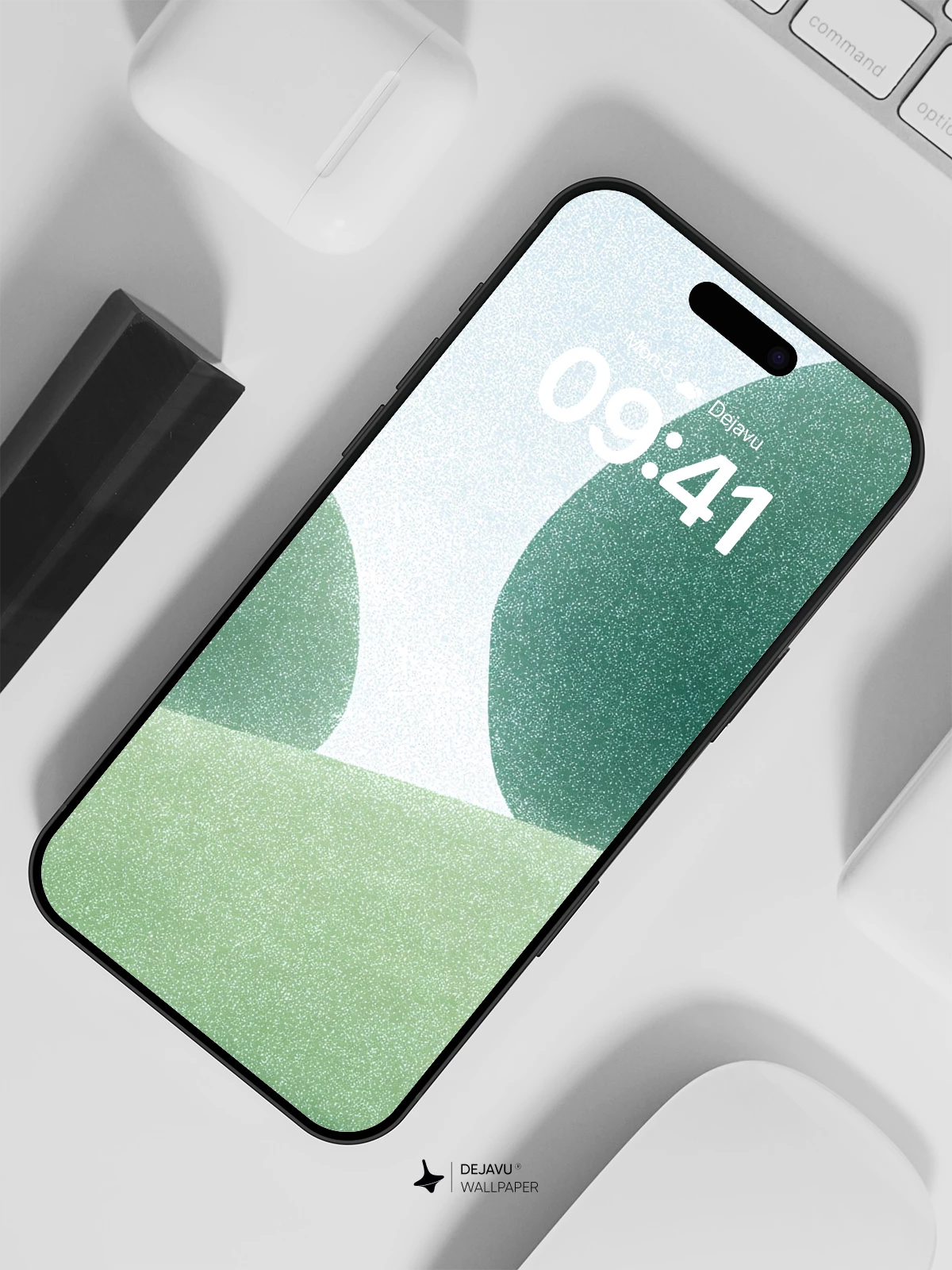 Minimalist Green Hills Wallpaper 8K for iPhone and Android