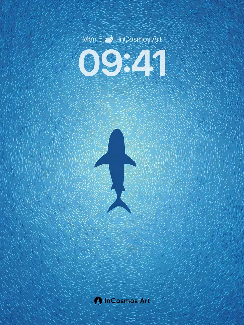Deep Blue Shark Silhouette Wallpaper