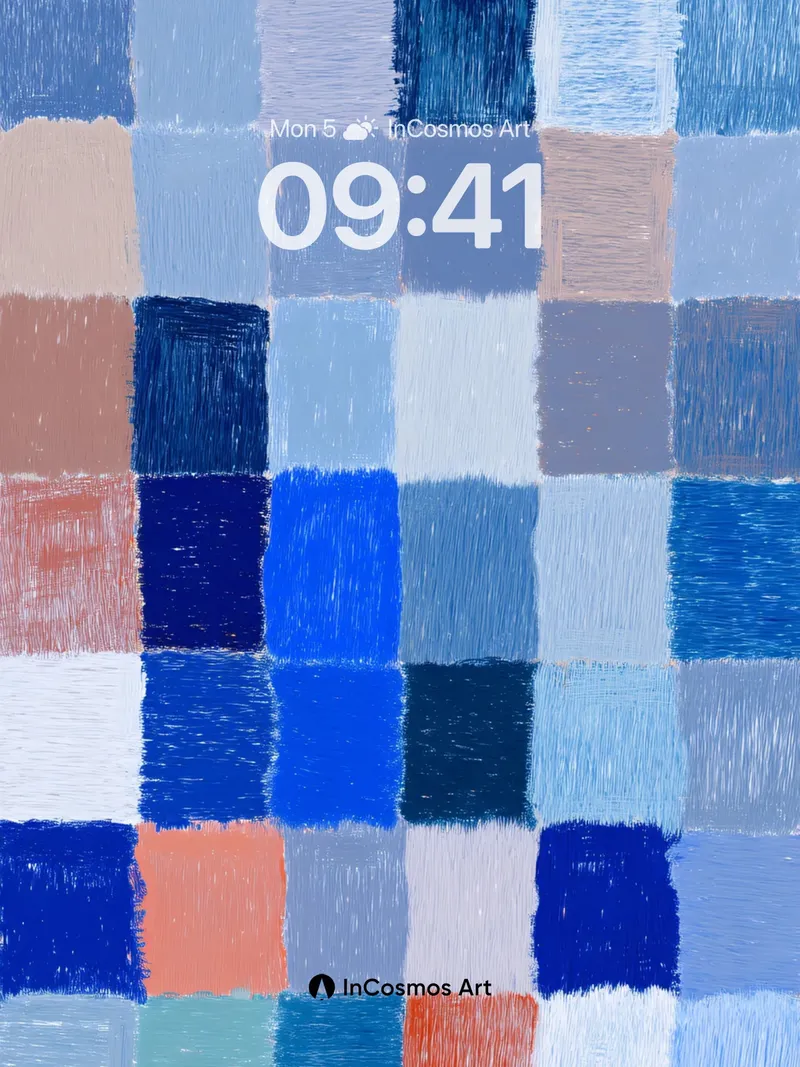 Soft Grid Harmony Wallpaper in Pastel Blues