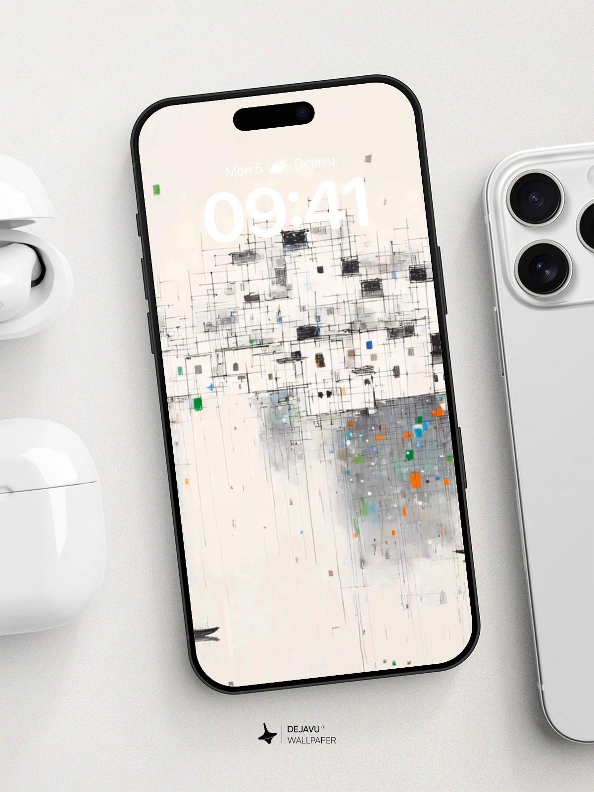 Abstract Water Town Wallpaper 8K for iPhone and Android