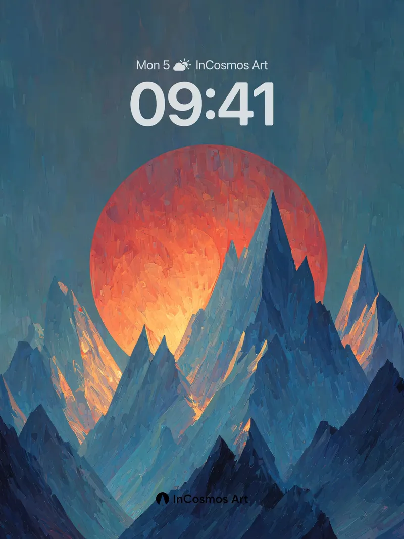 Crimson Horizon Wallpaper with Jagged Peaks