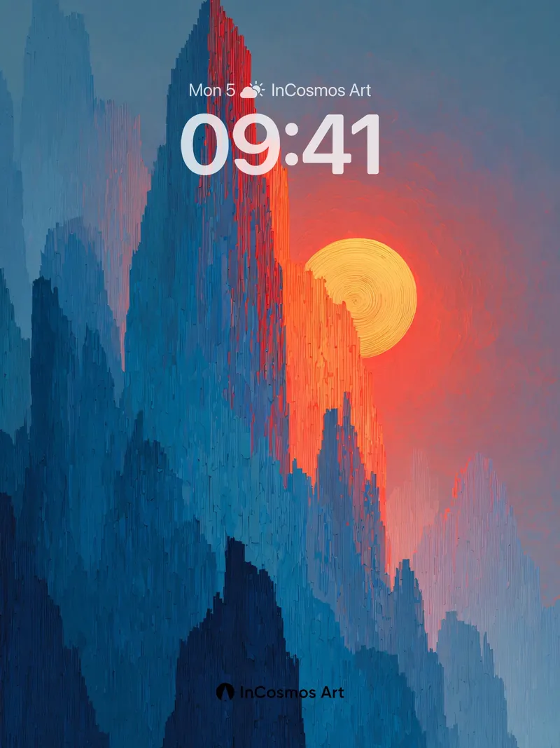 Serene Mountain Sunset Wallpaper with Warm Haze