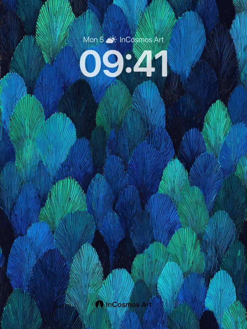Midnight Peacock Feather Wallpaper in Deep Blues