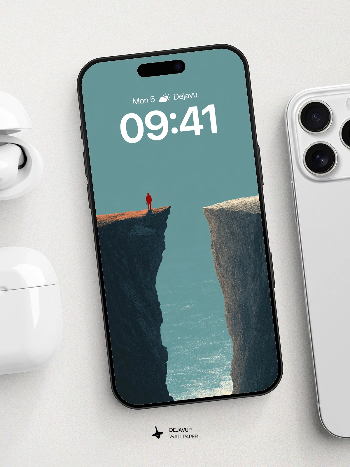 Solitary Figure on Cliff Edge Wallpaper 8K for iPhone and Android