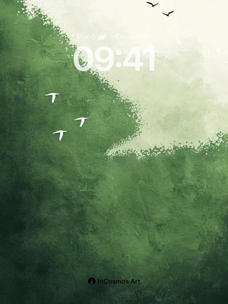 Emerald Mist Wallpaper with Silent Flight