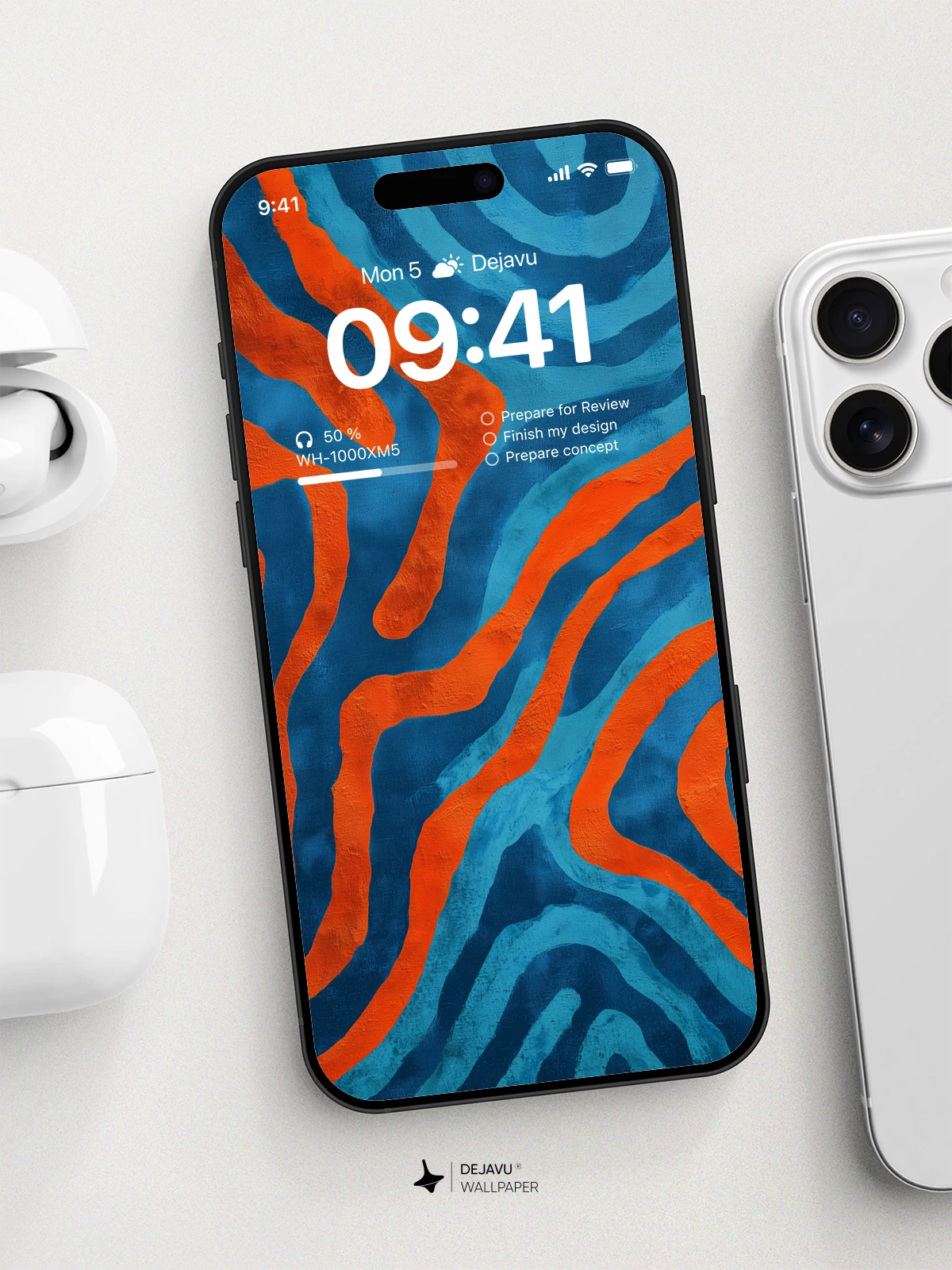 Wavy Orange and Blue 8K Wallpaper for iPhone and Android