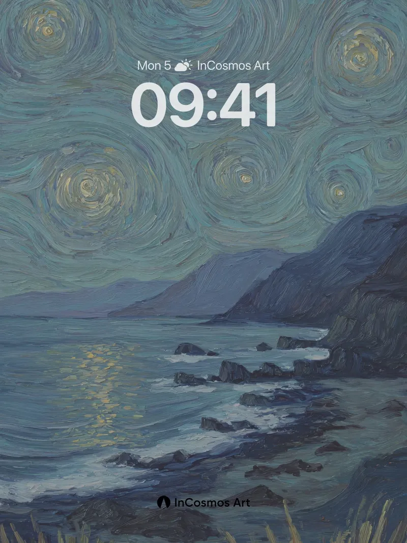 Starry Swirls Wallpaper with Coastal Glow