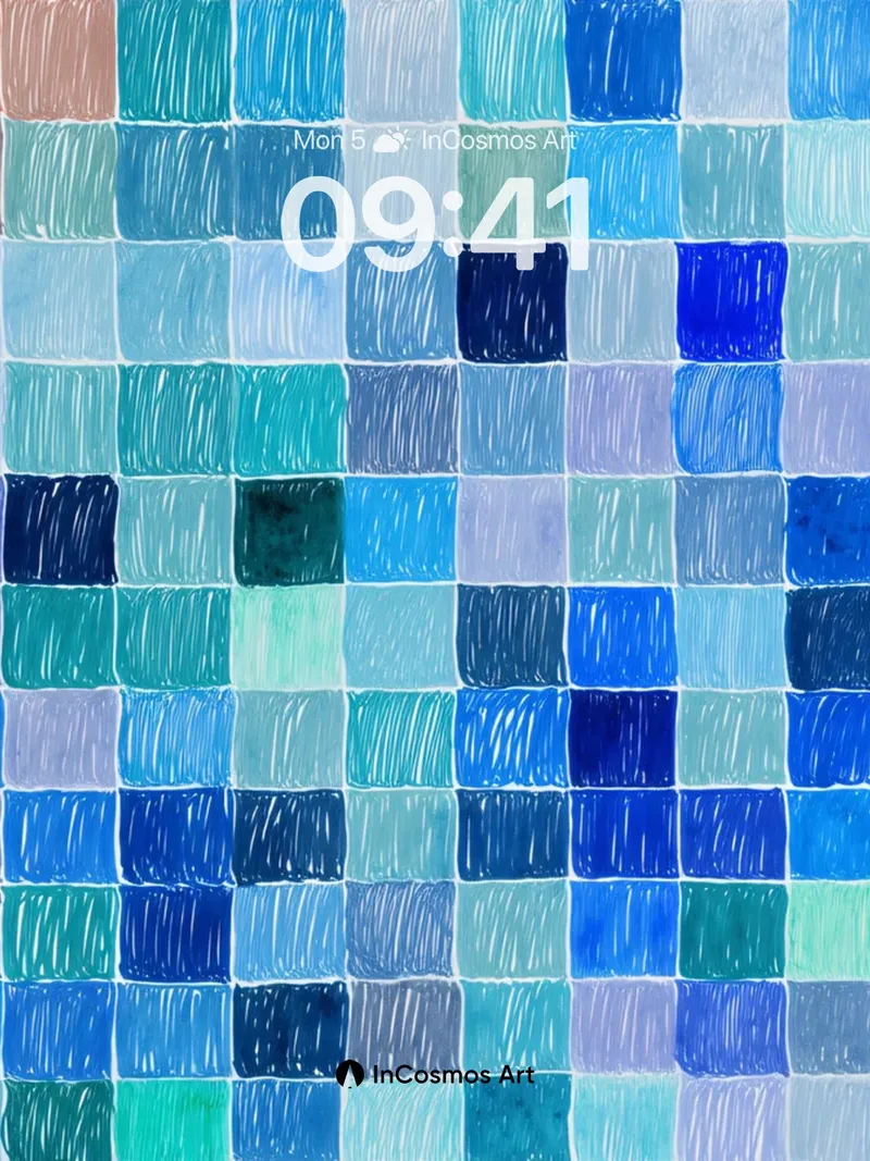 Serene Blue Mosaic Wallpaper with Gentle Ripples