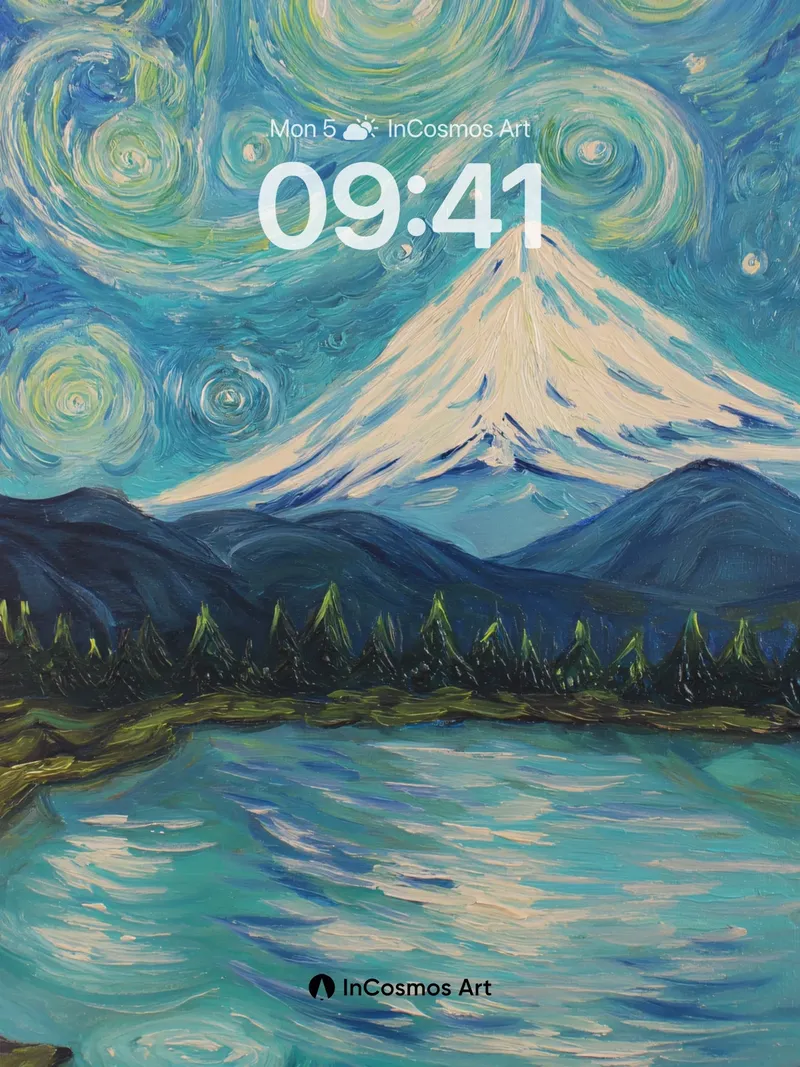 Starry Night Mountain Lake Wallpaper