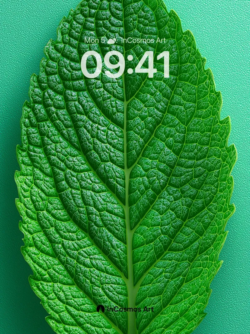 Crisp Vein Wallpaper with Living Green