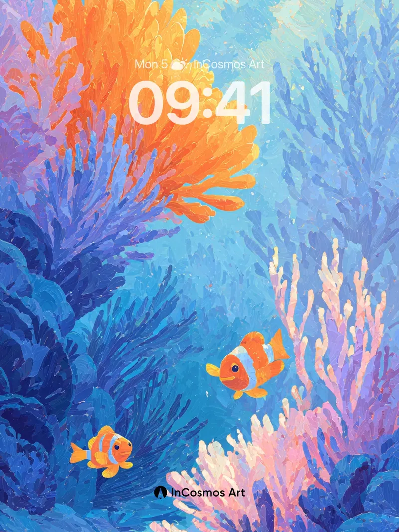 Luminous Coral Reef Wallpaper with Clownfish Whispers