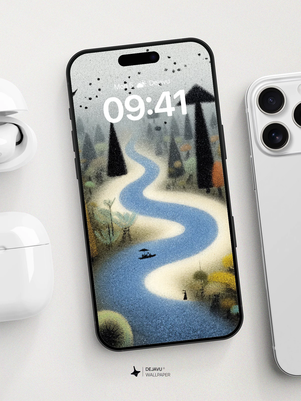 Winding River Landscape 8K Wallpaper for iPhone and Android